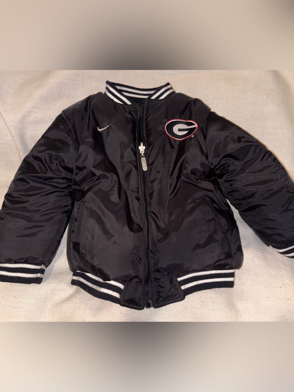 REVERSIBLE! Nike Black Kids' GA Bulldogs Puffer Bomber Jacket/Letterman style